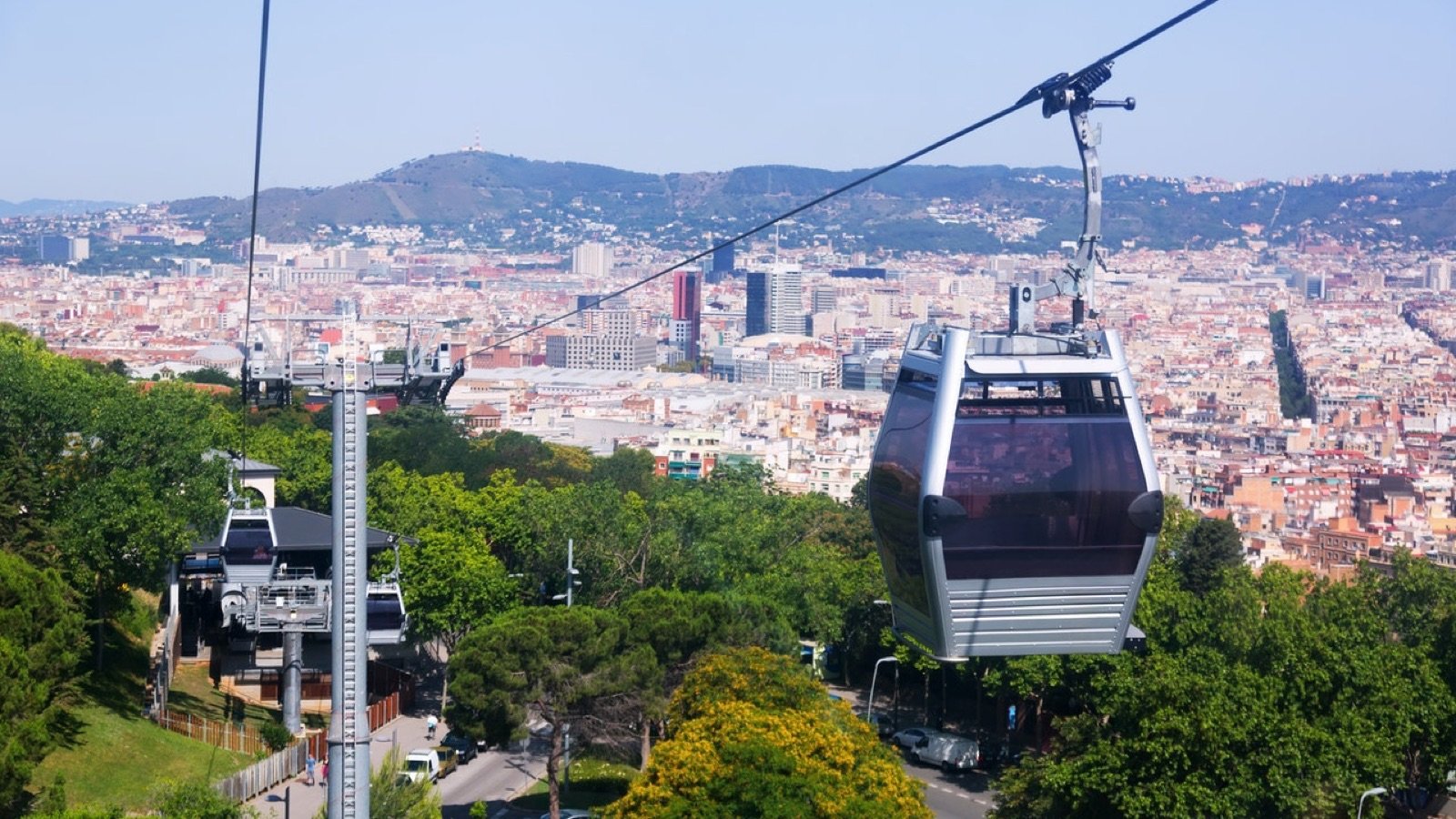 Montjuïc Cable Car boarding at Funicular station