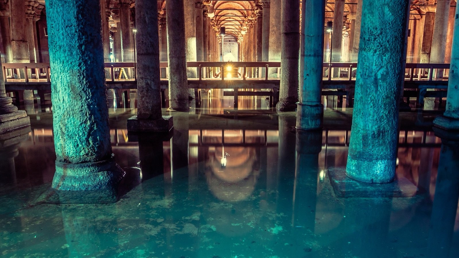 Raised platforms in the Basilica Cistern