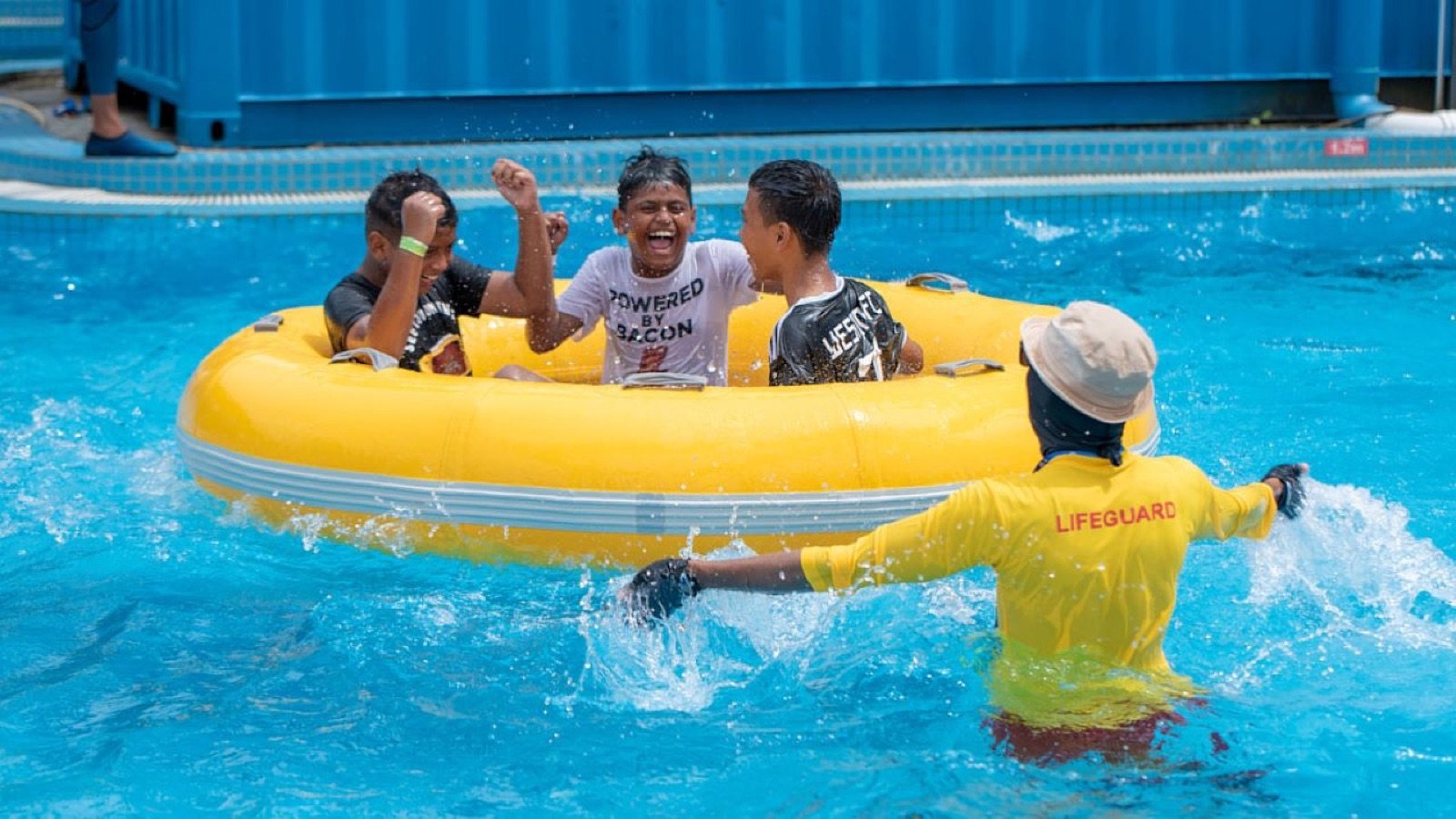 Families enjoying the wave pool at Splash Out Langkawi
