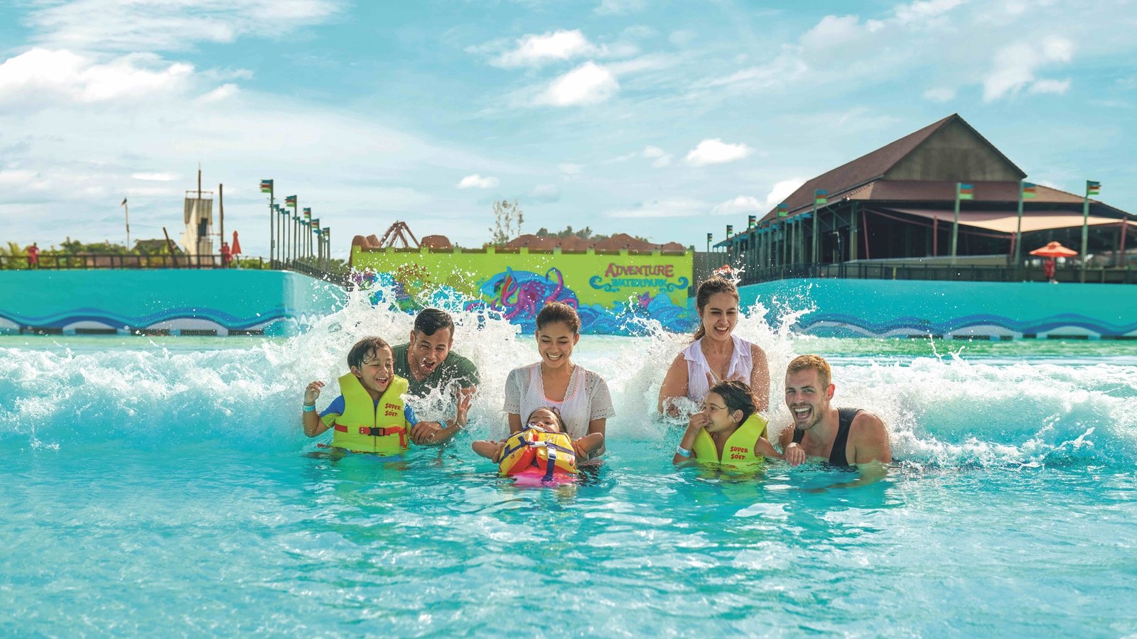 Massive wave pool at Adventure Waterpark Desaru Coast