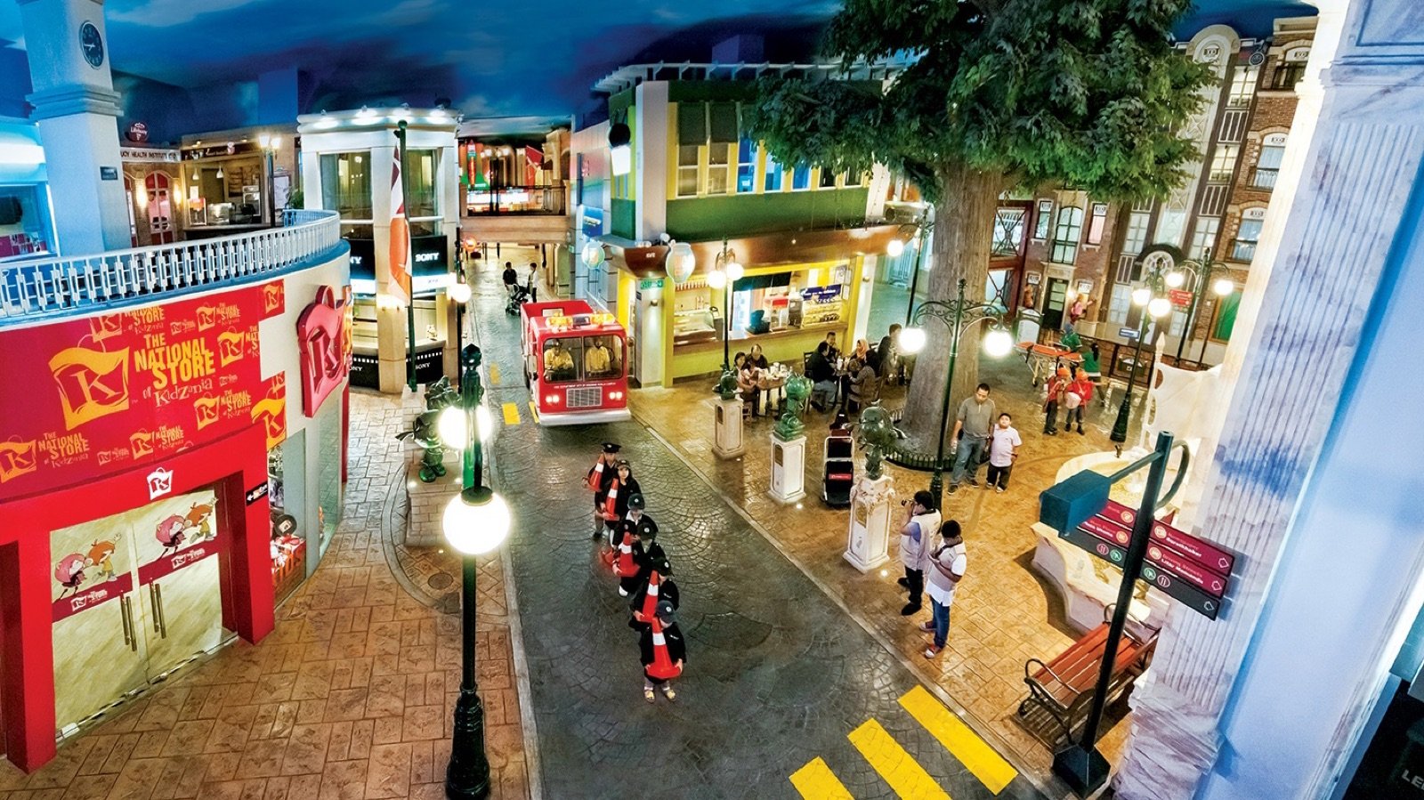 Moving vehicles and buildings in the KidZania theme park