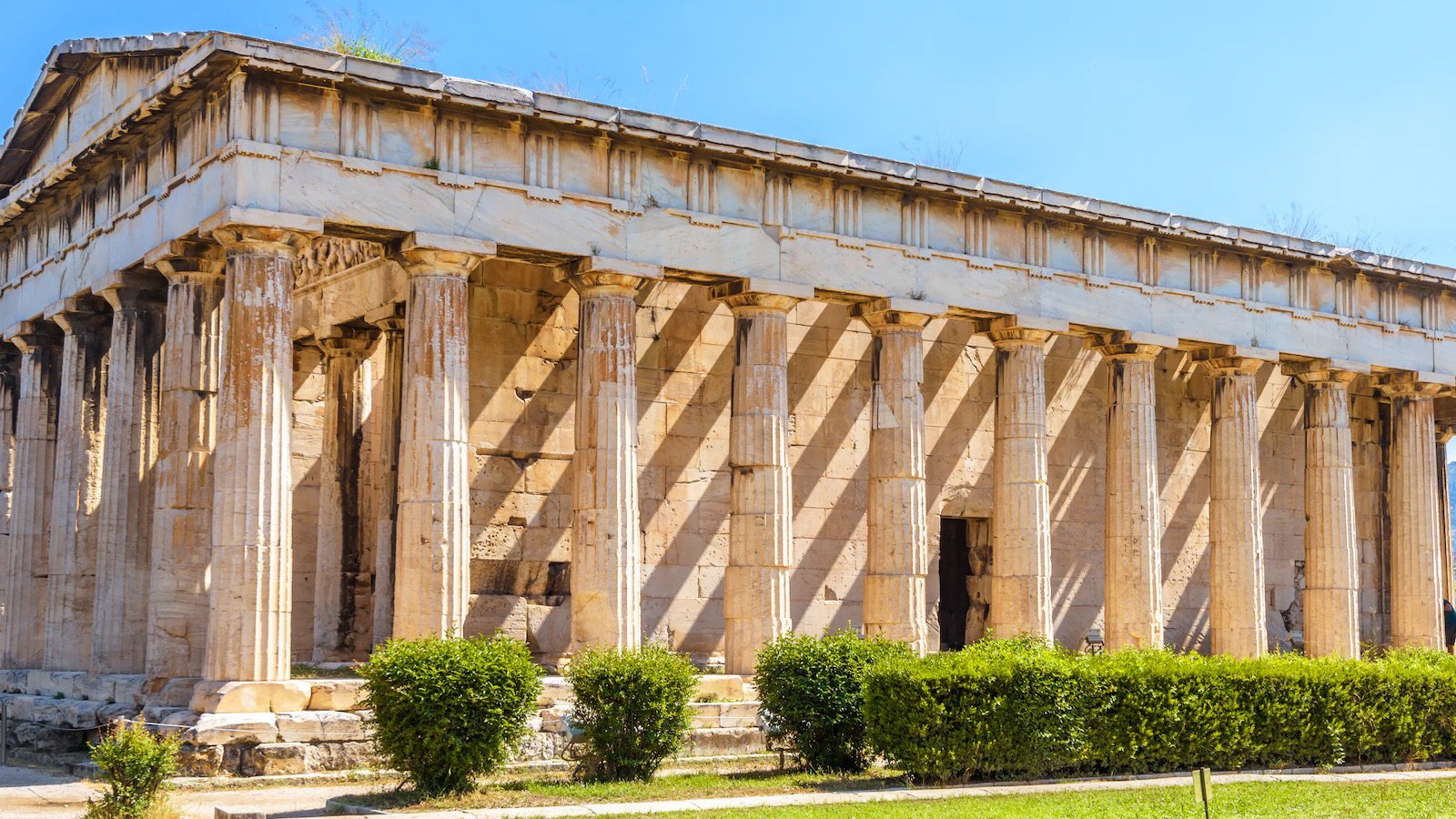 Ancient Agora of Athens ruins with temples and stoas