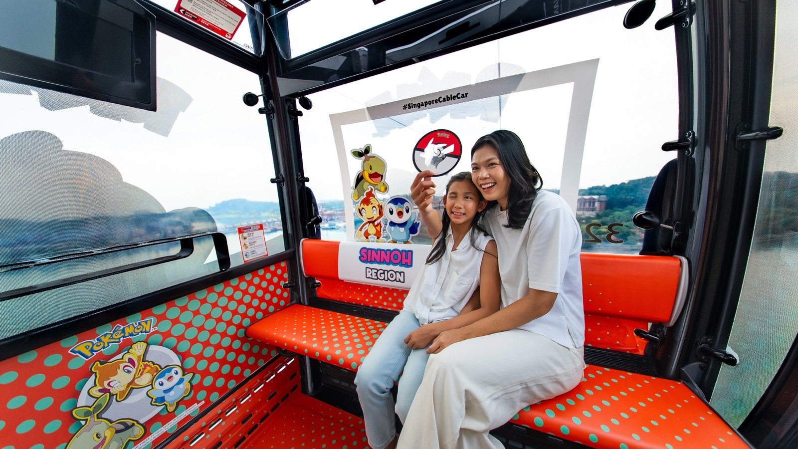 Cable car descending to Sentosa Island