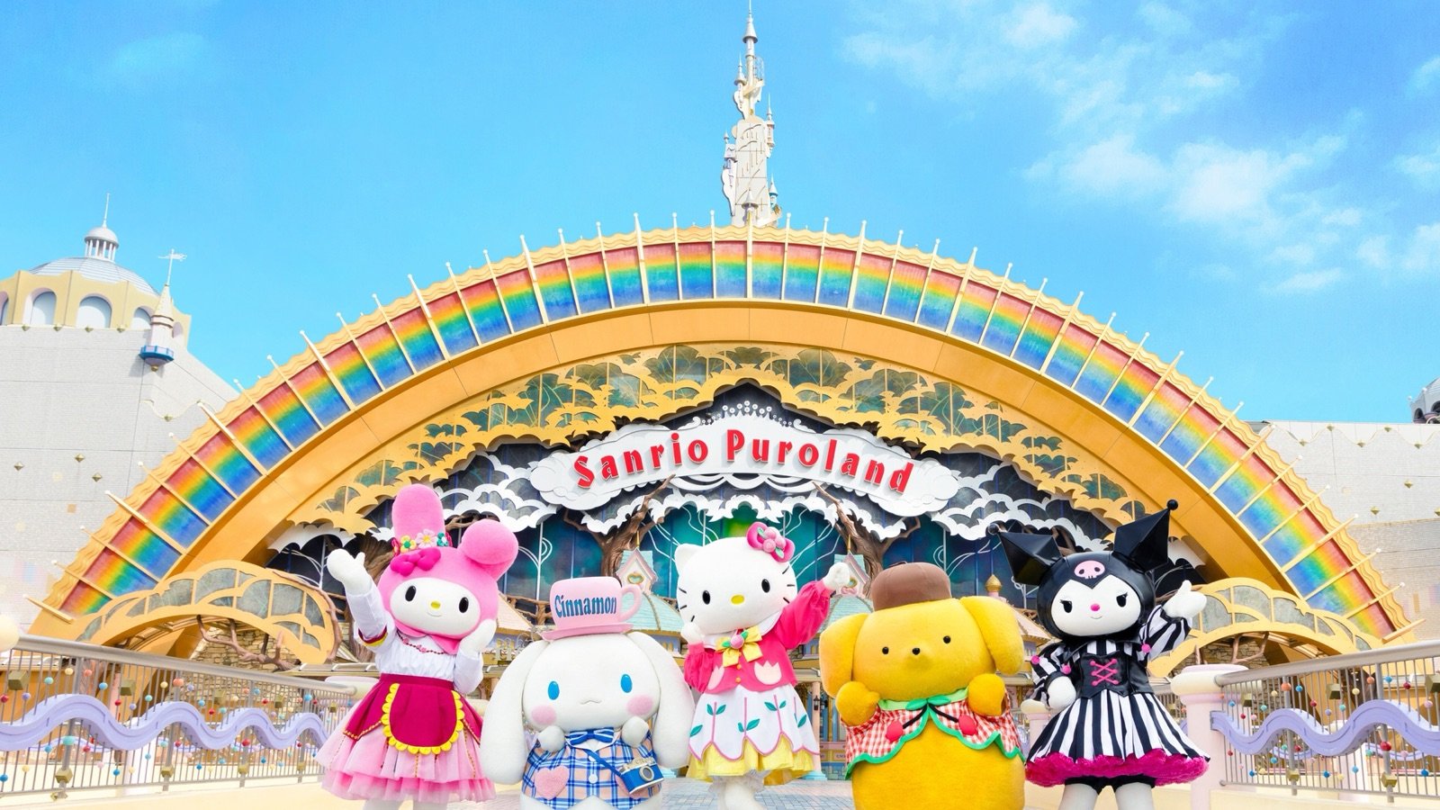 Sanrio Puroland entrance with Hello Kitty and friends