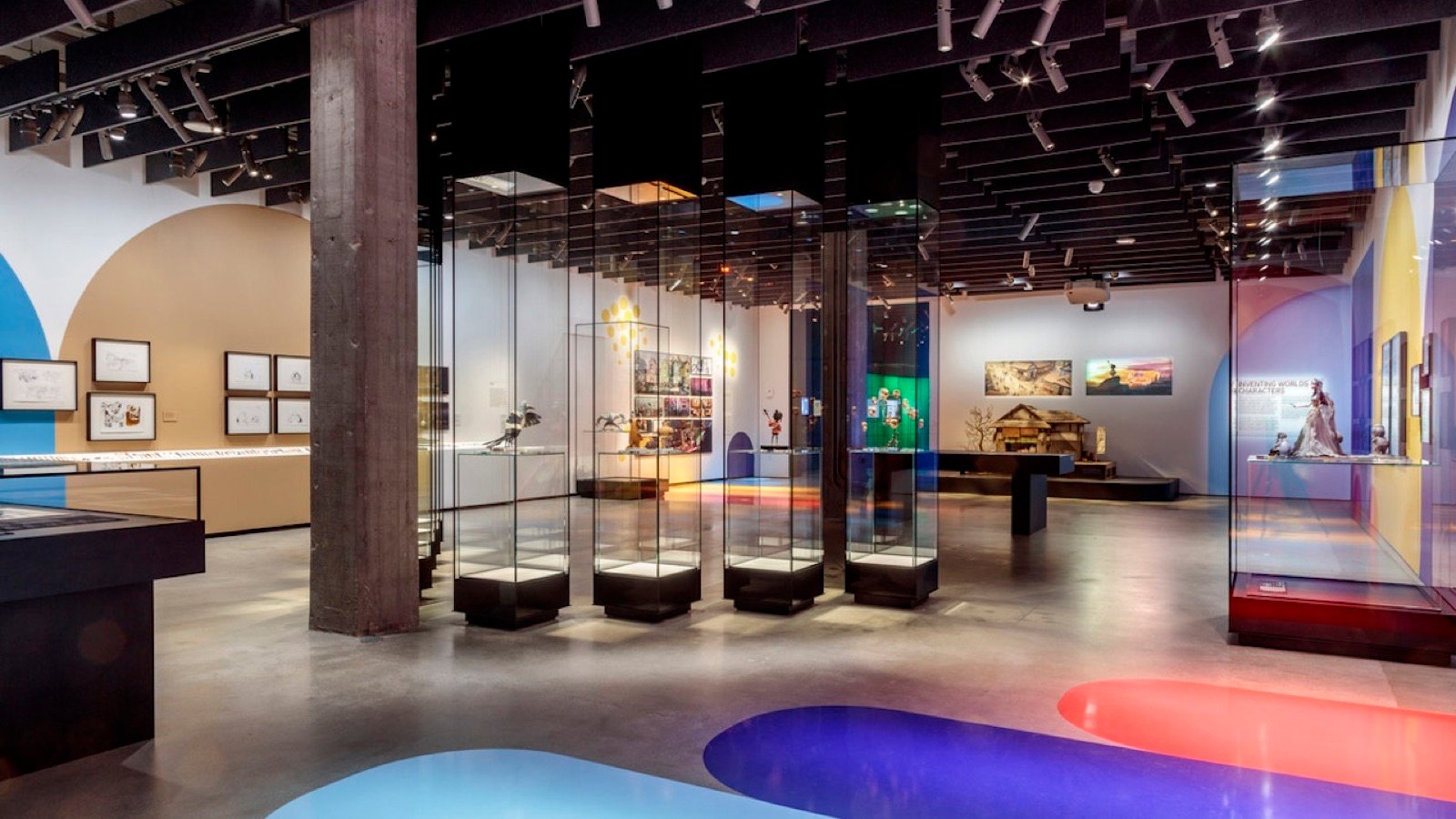 Film artifacts and posters in the museum galleries