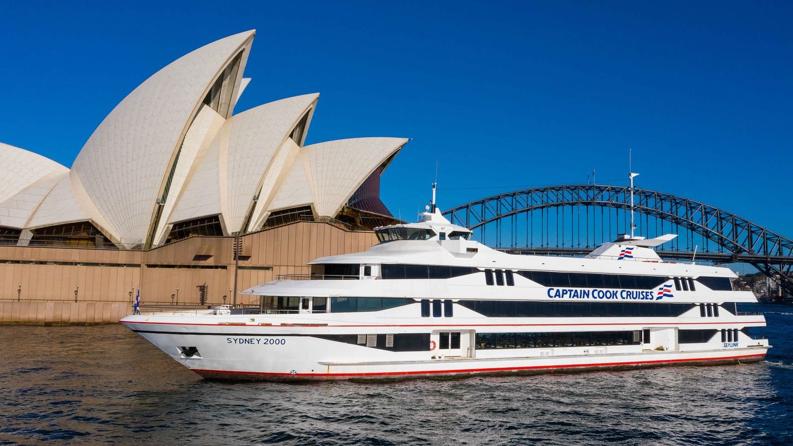 Three-course lunch table setting on Sydney Harbour cruise