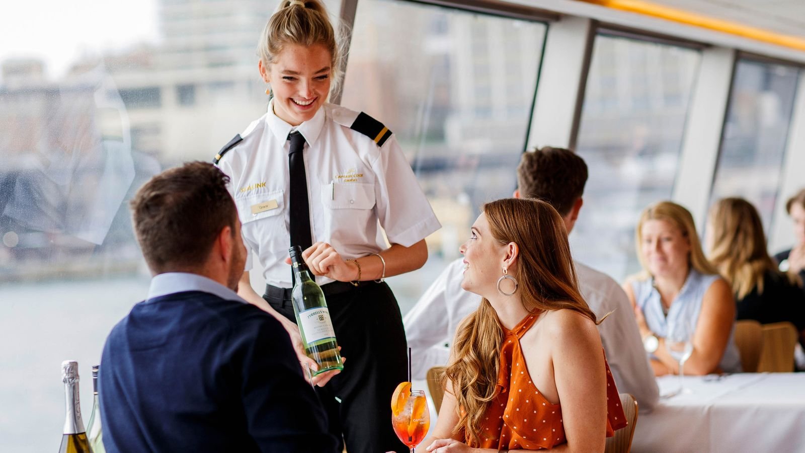Open leisure deck on board Captain Cook Cruises
