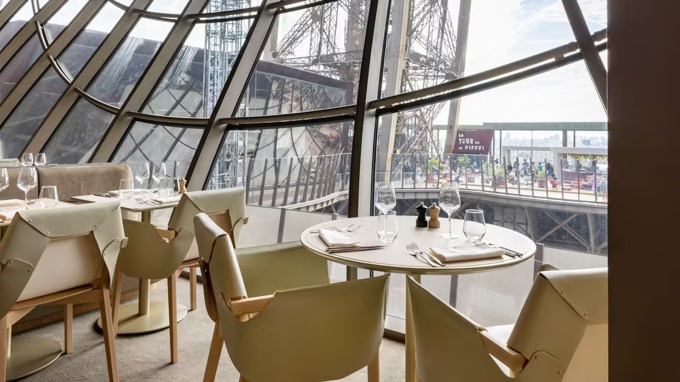Panoramic view of Paris and the Trocadero from Madame Brasserie windows