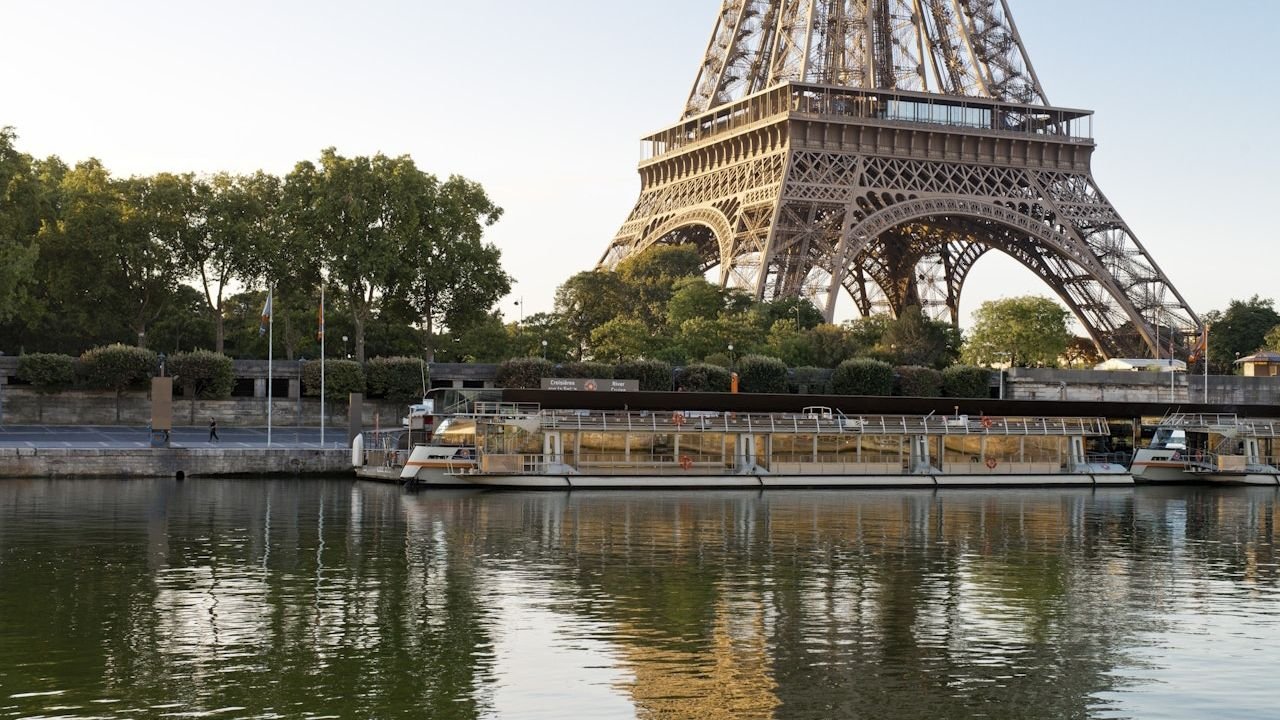 Hotel de Ville historic facade seen from the Seine River in Paris