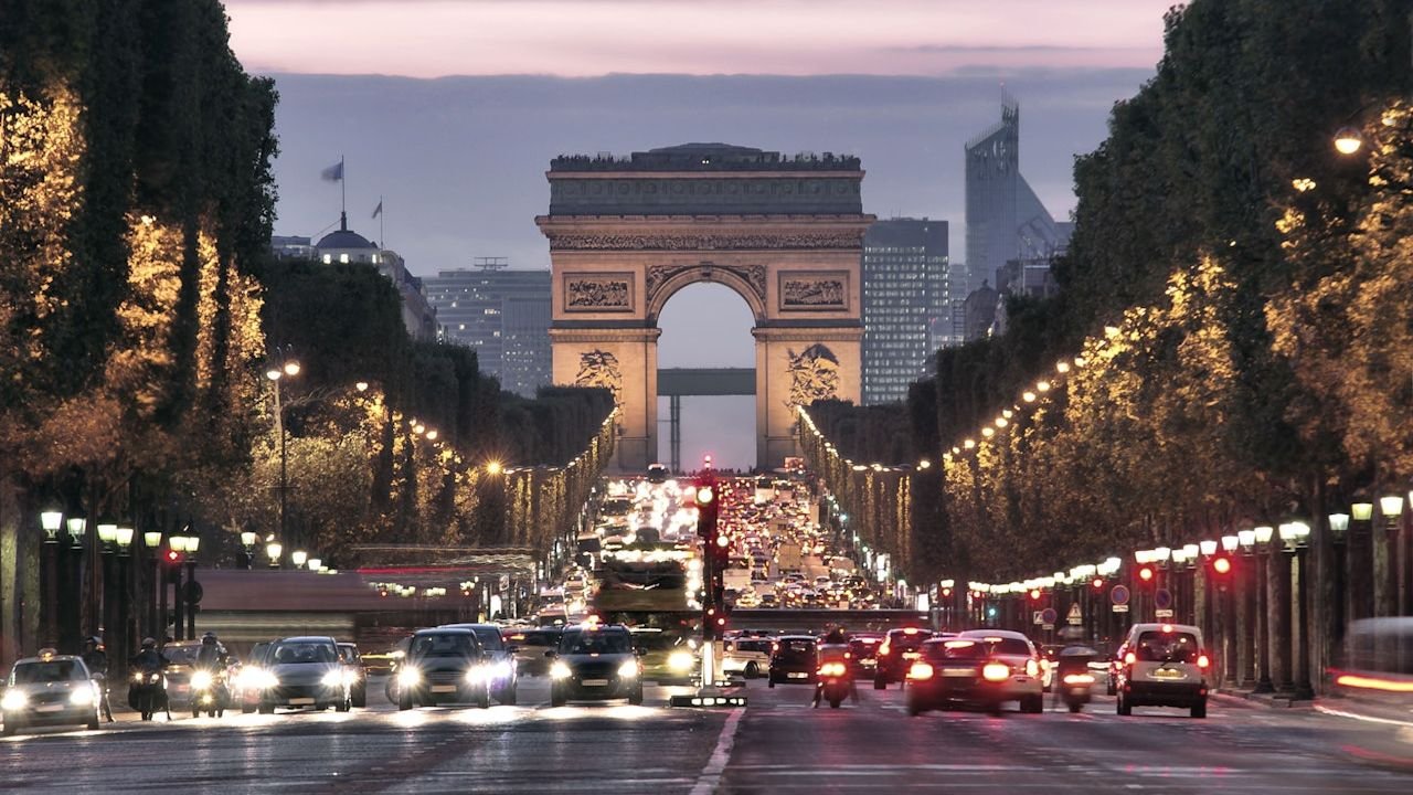 Panoramic viewpoint from the rooftop platform overlooking Paris