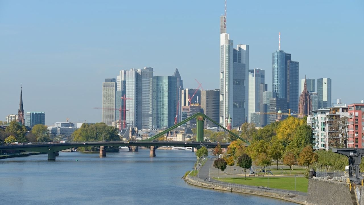 Frankfurt skyline along the river view