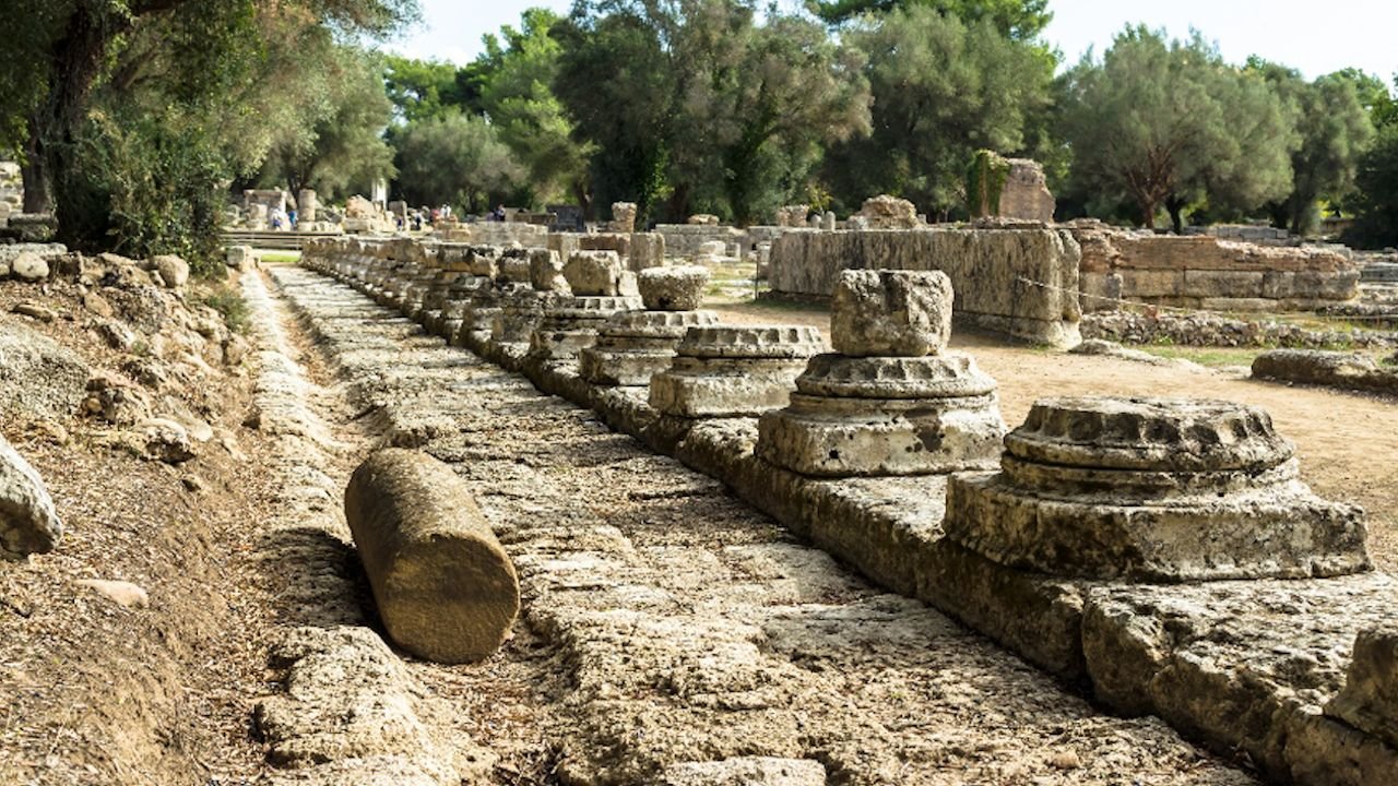 Exhibits inside the Museum of the Olympic Games of Antiquity