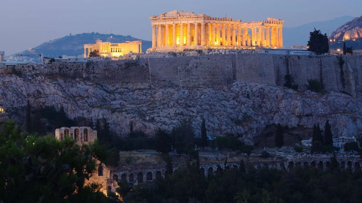 View of ancient architecture at the Acropolis of Athens