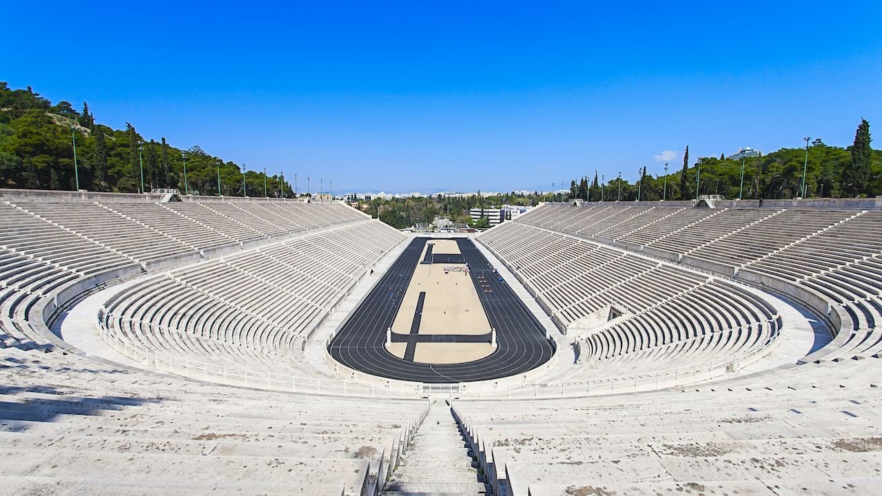 Panathinaiko Stadium marble architecture in Athens