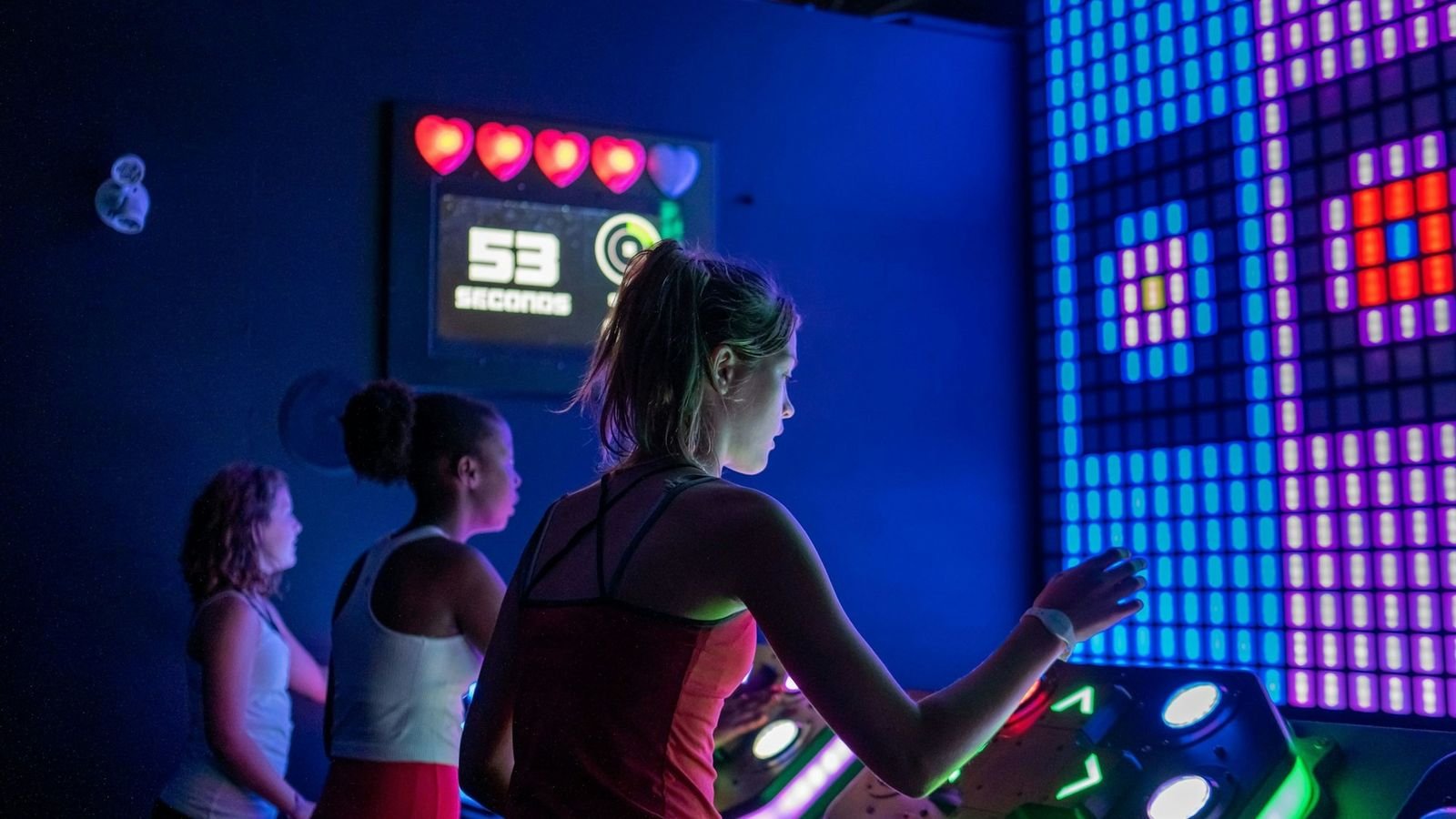 Interactive illuminated game room at Activate Games Paris