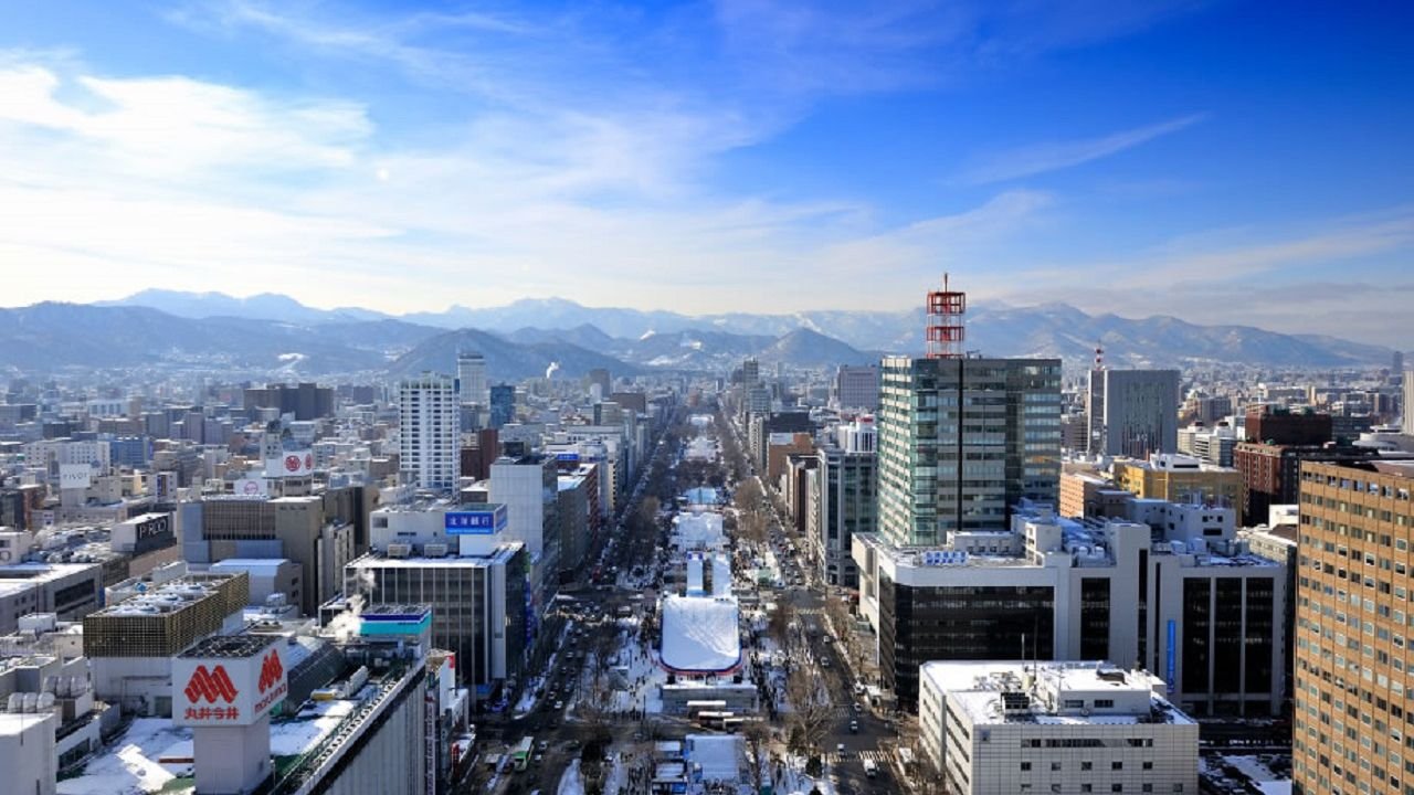 Panoramic view of Sapporo city from the observation deck