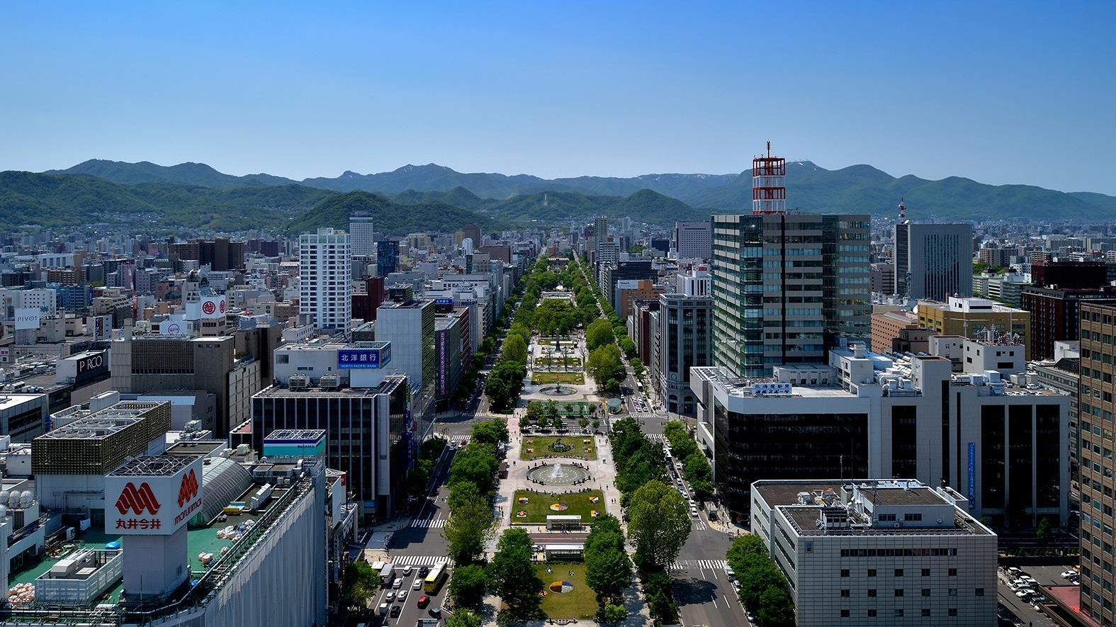 Odori Park viewed from 90 metres above ground