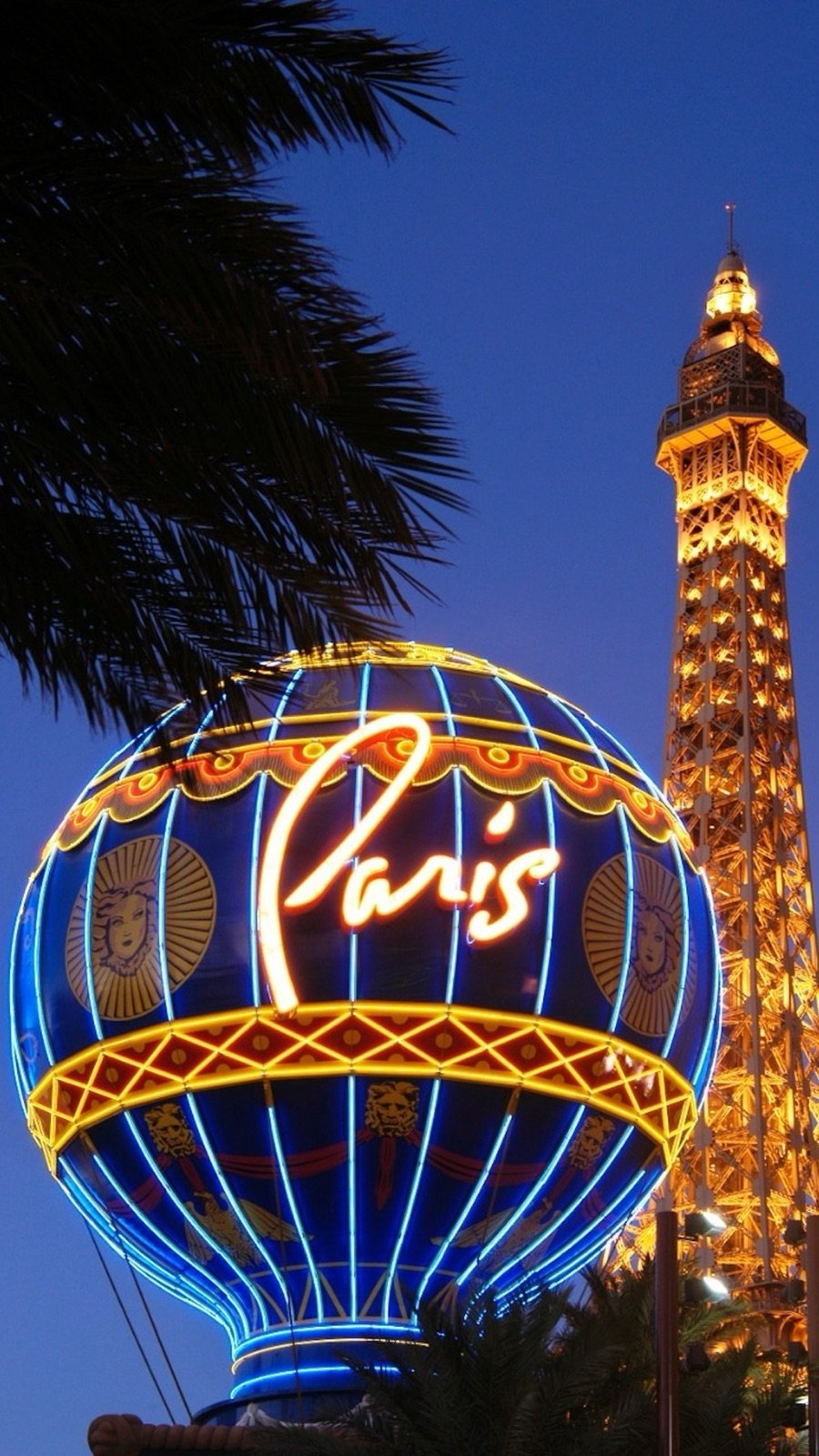 Panoramic view of the Las Vegas Strip from the Eiffel Tower observation deck