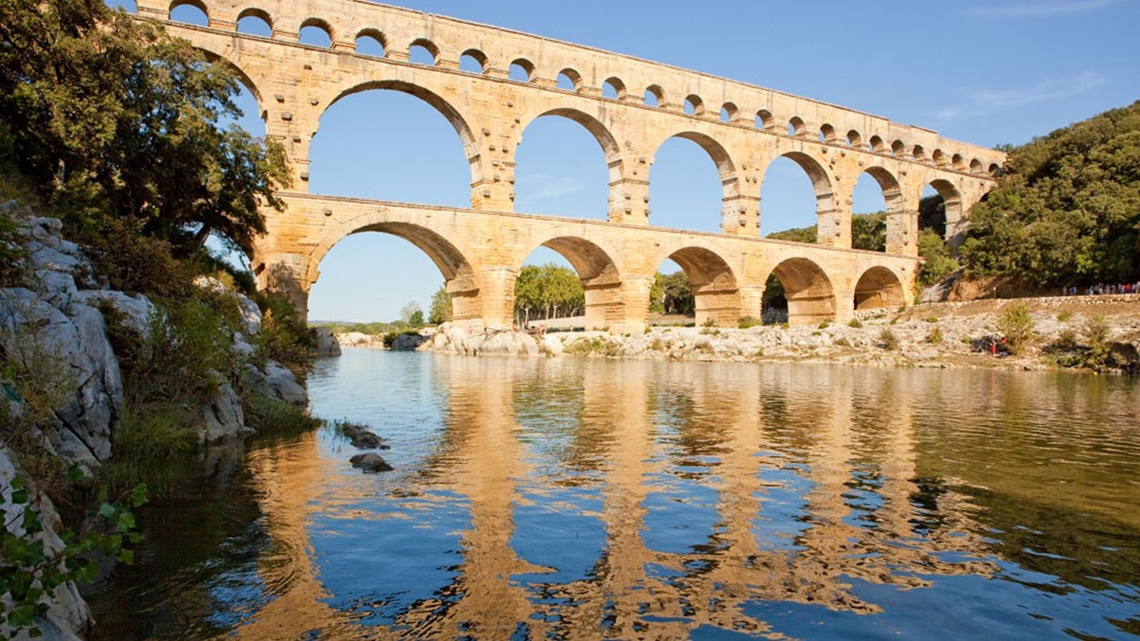 Pont du Gard Roman aqueduct bridge in France