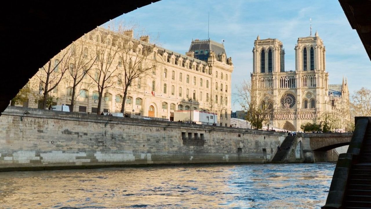 Exterior facade of Notre Dame Cathedral in Paris