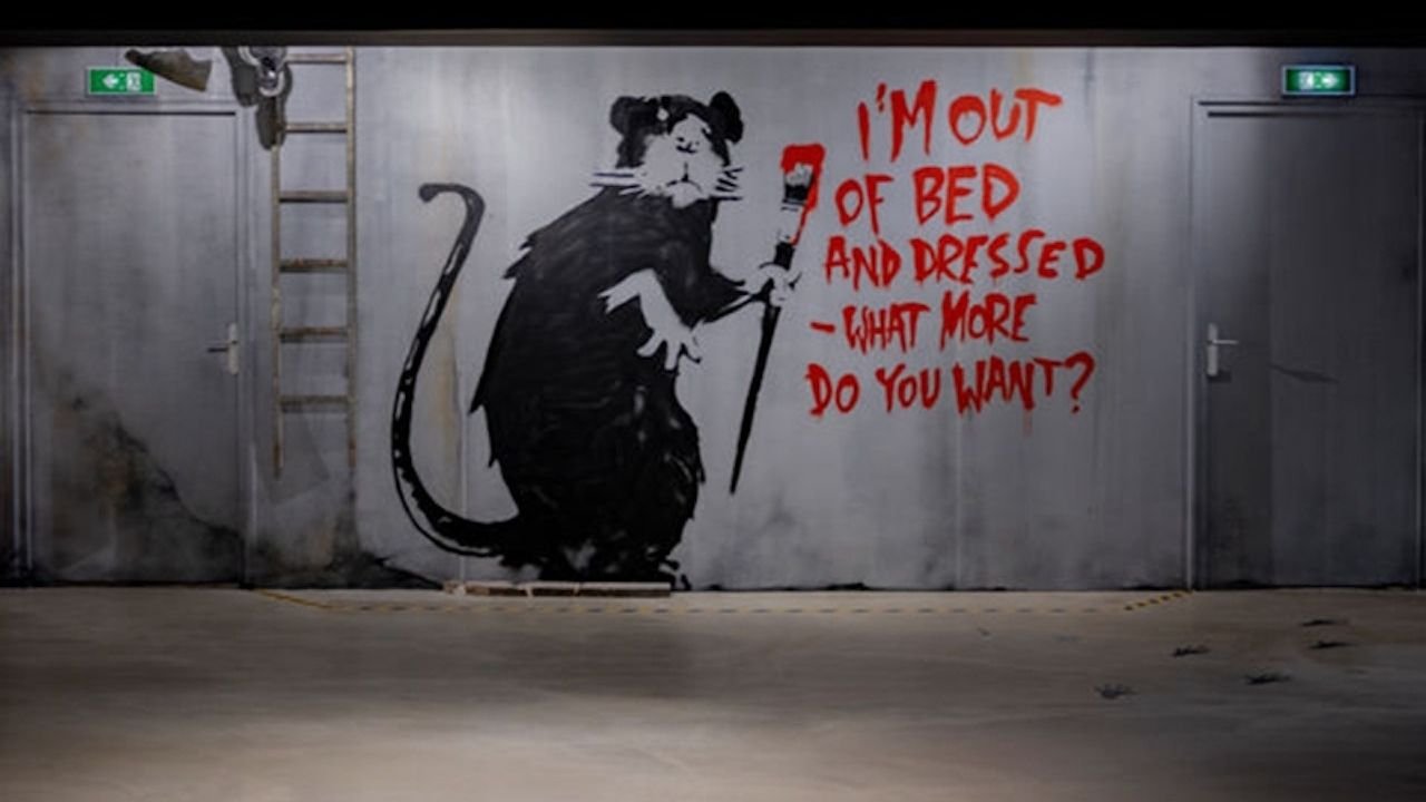 Recreated Banksy street art prints on display
