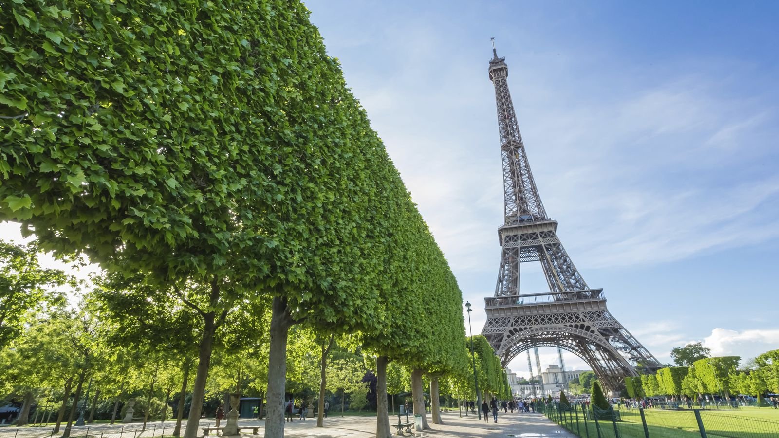 Panoramic view of Paris from the upper deck of the open-top bus