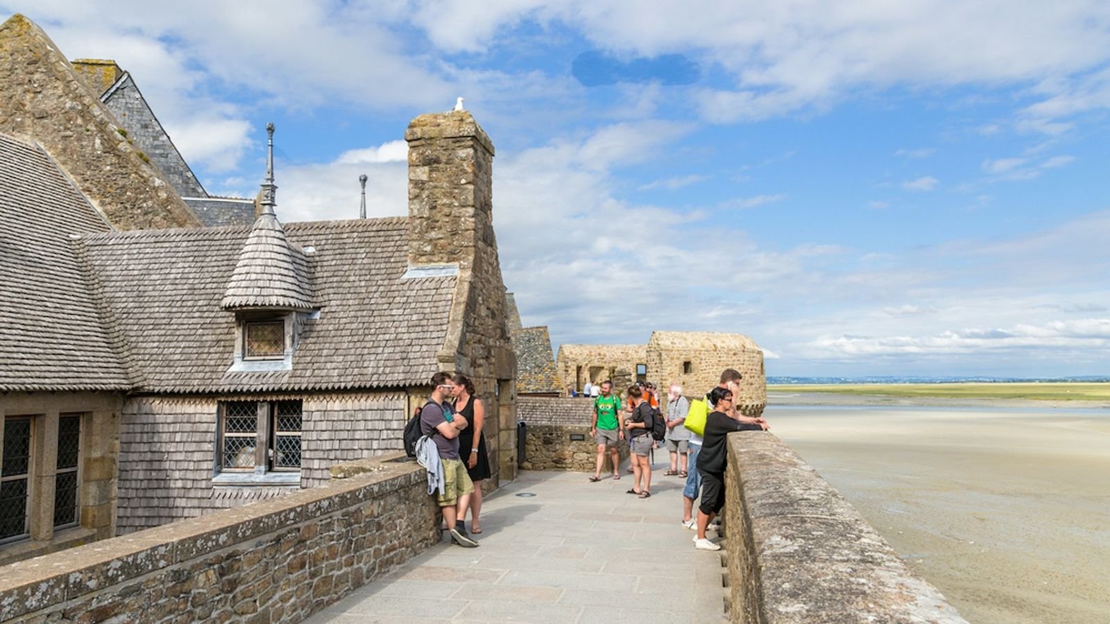 Historic cloister inside Mont Saint-Michel Abbey