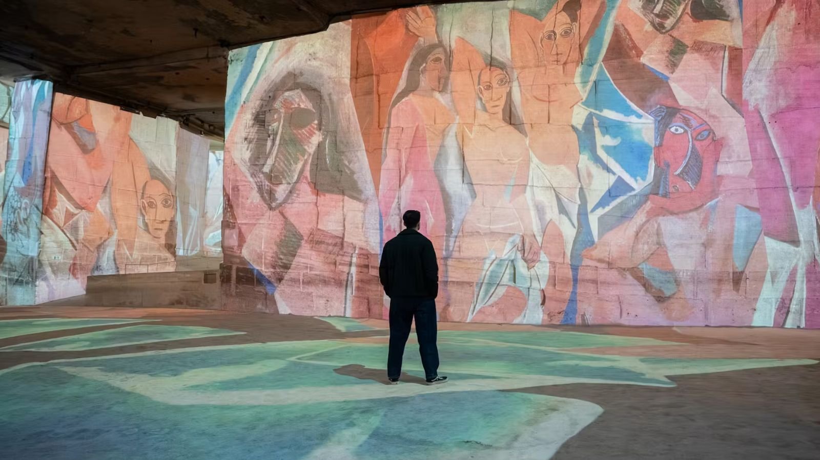 Art projections across the quarry floors and ceilings