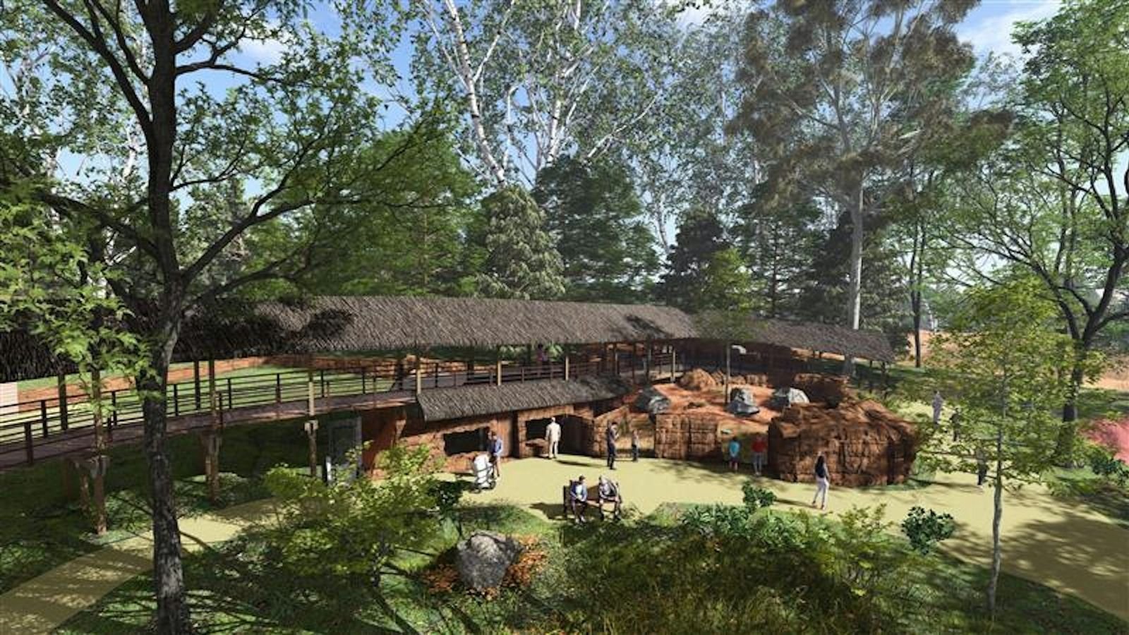 Beauval Cloud cable car cabins suspended over the park