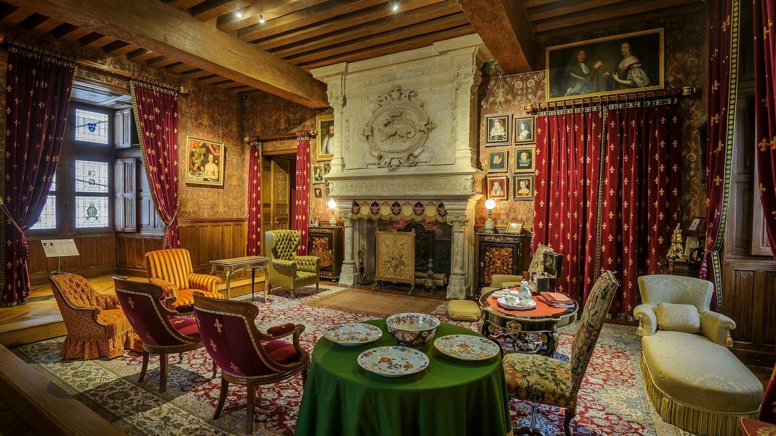 Historic interior room inside Château d'Azay-le-Rideau