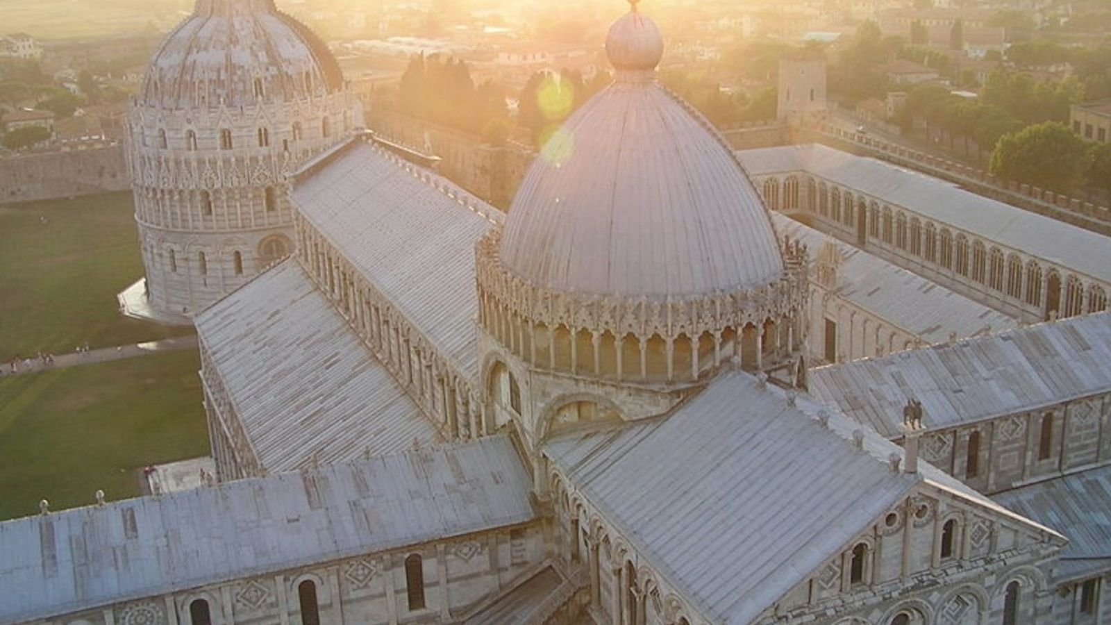 Panoramic view across Pisa and surrounding landscape from the tower top