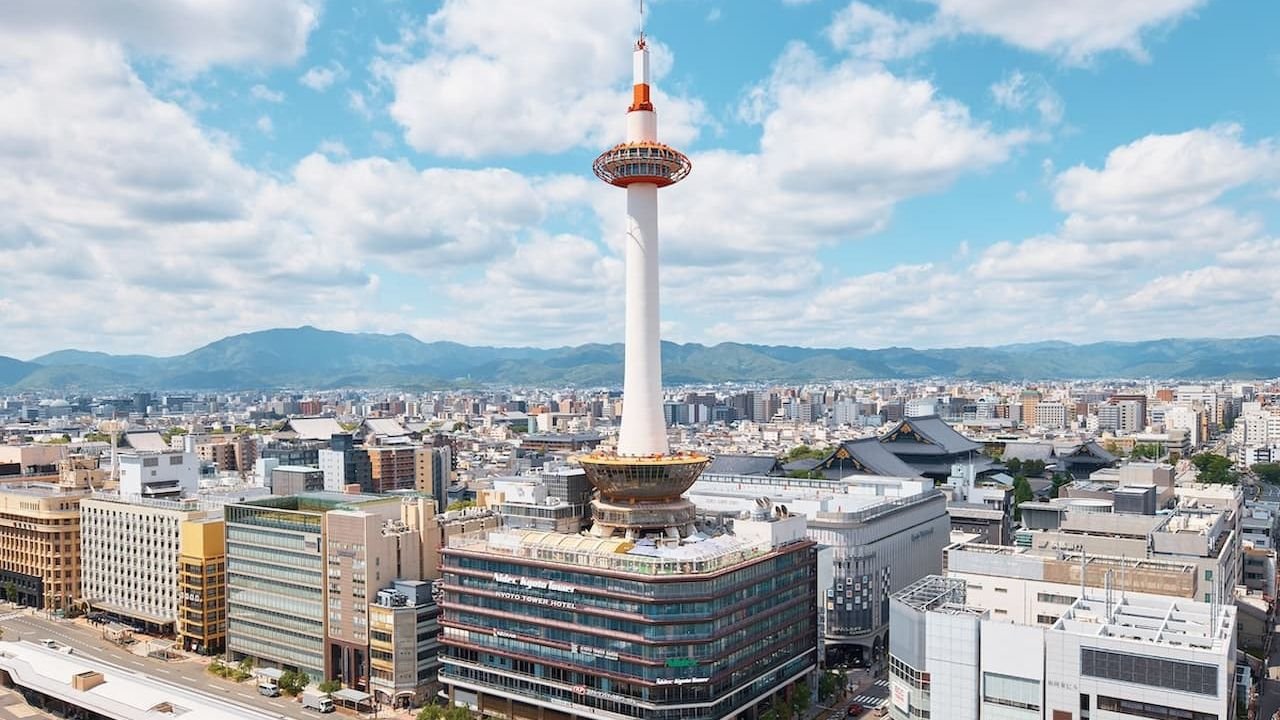 Nidec Kyoto Tower standing across Kyoto Station