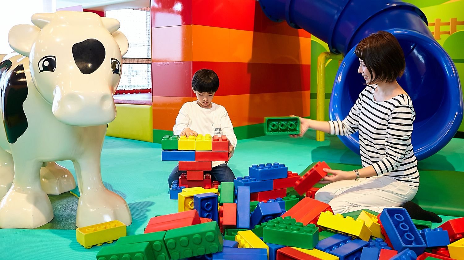 Miniland exhibit featuring famous Osaka landmarks constructed from LEGO bricks