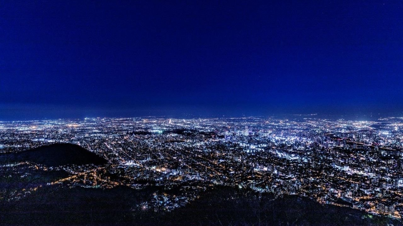 Observation deck at the summit of Mount Moiwa overlooking Sapporo