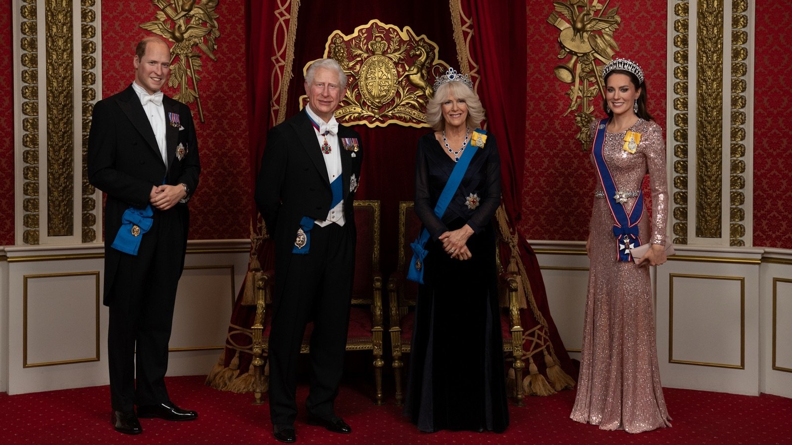 Wax figures of the King and Queen at Madame Tussauds London