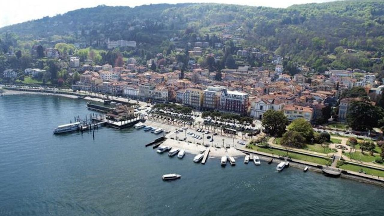 Hop-on hop-off boat cruising on Lake Maggiore near Stresa
