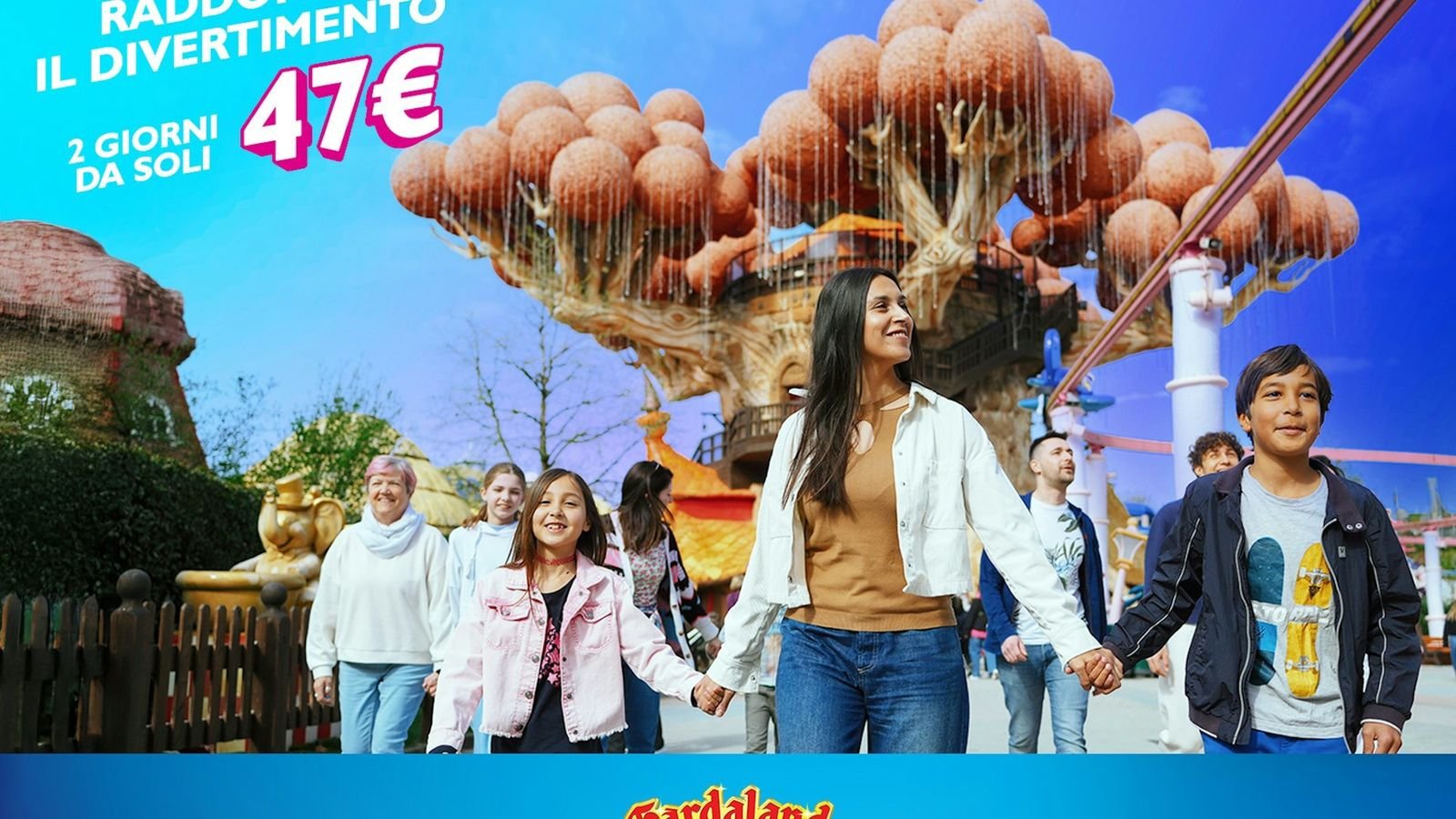 Roller coaster attraction at Gardaland Amusement Park