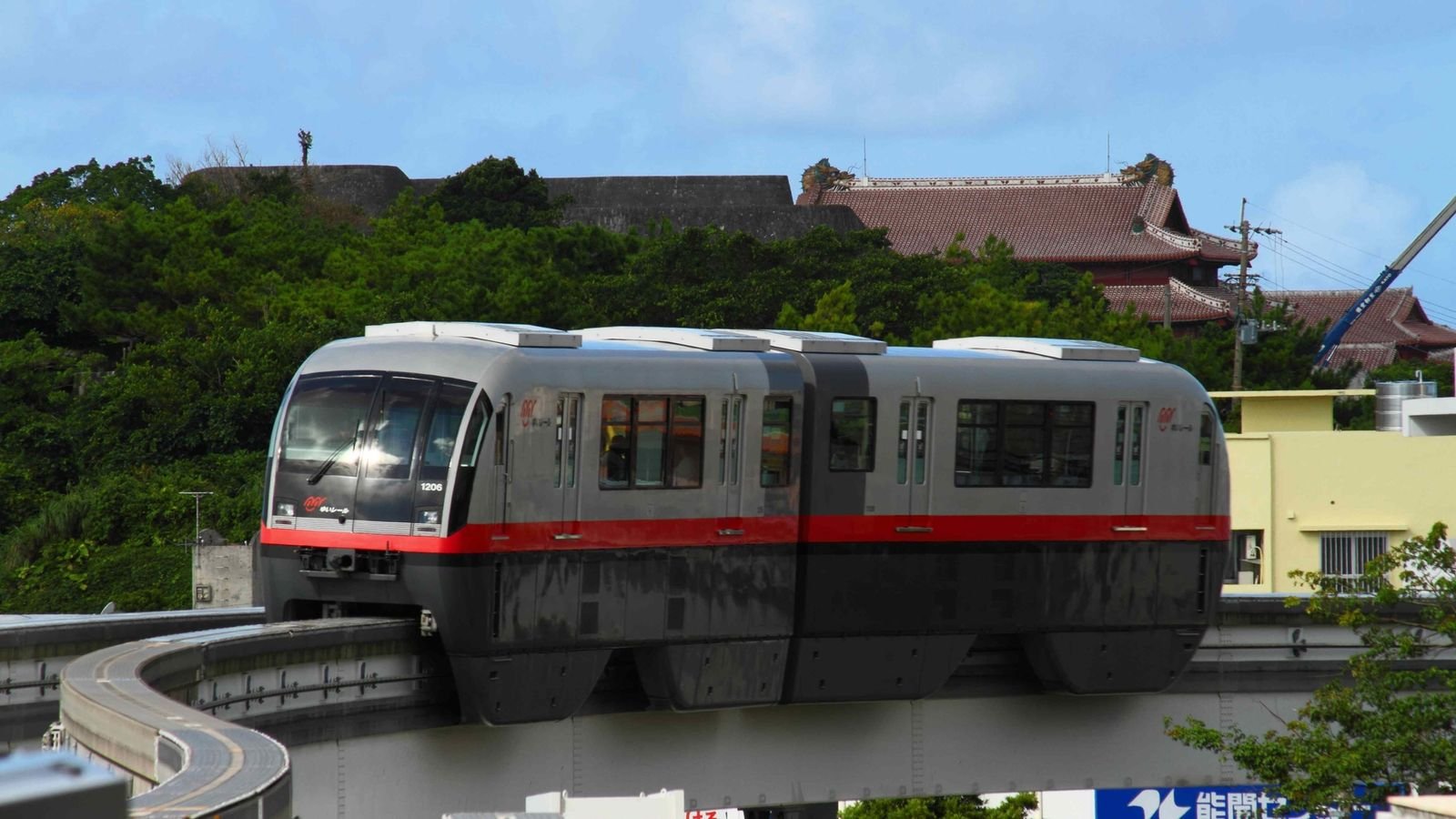 Elevated monorail track running through Okinawa Prefecture