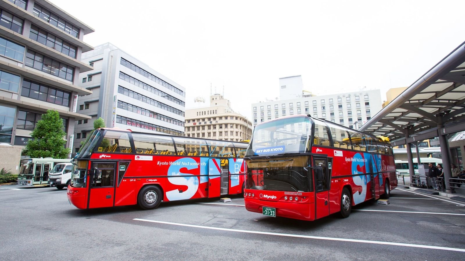 Kyoto Sky Hop-on Hop-off open-top double-decker bus on city route