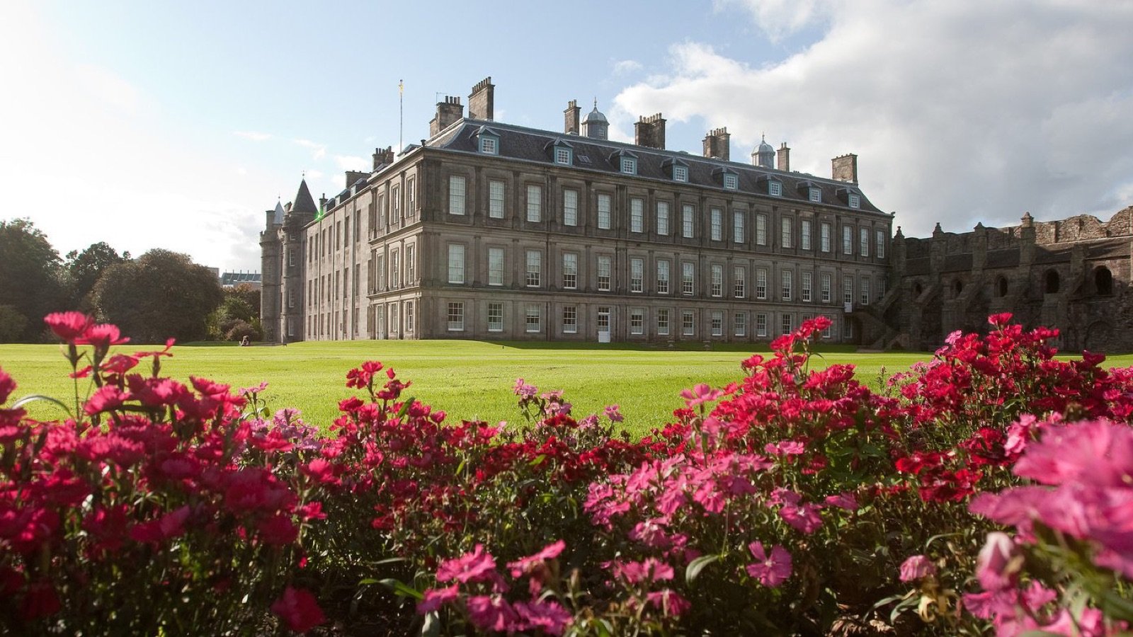 Palace Gardens with views toward Arthur's Seat cliffs
