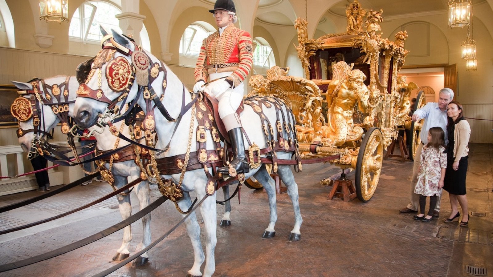 Historic Gold State Coach at the Royal Mews Buckingham Palace