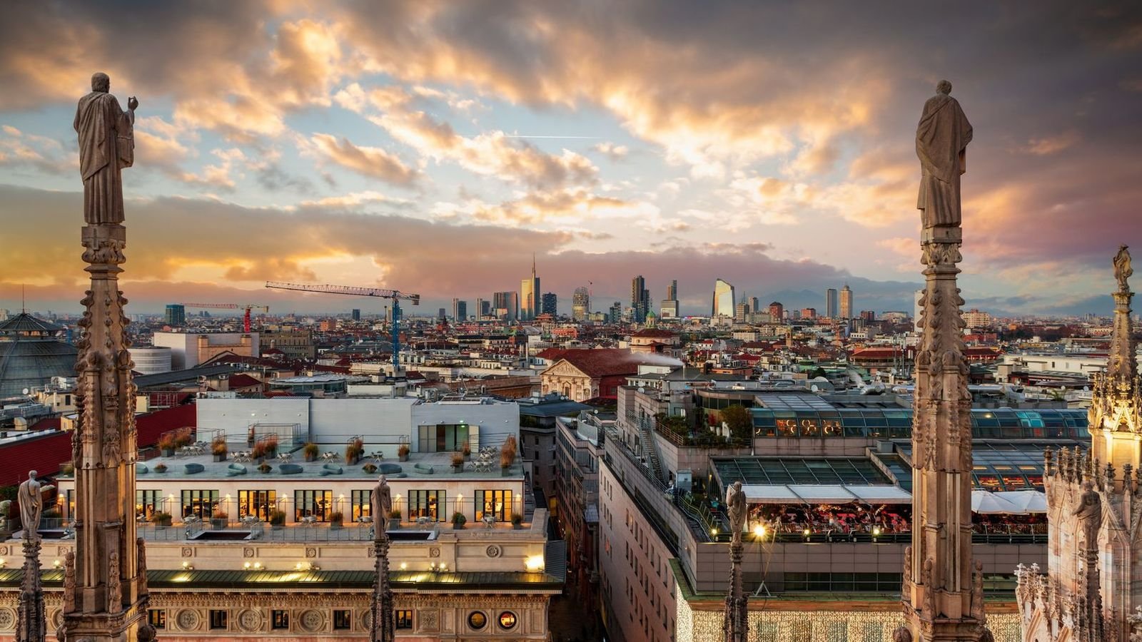 Architectural spires on the Duomo di Milano rooftop
