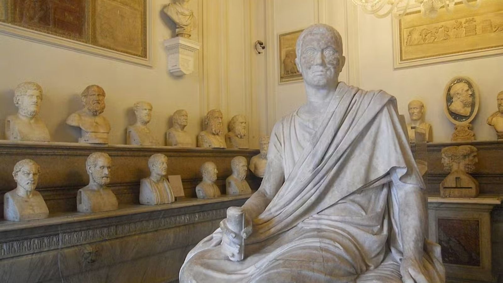 Courtyard and ancient Roman architectural artefacts at Capitoline Museums