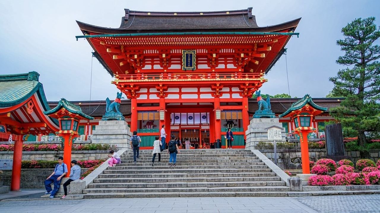 Kinkaku-ji Temple featuring gold-foil exterior