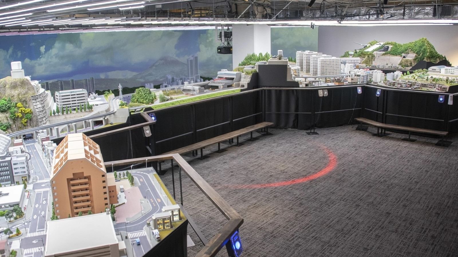 Miniature scenes and buildings at Small Worlds Tokyo