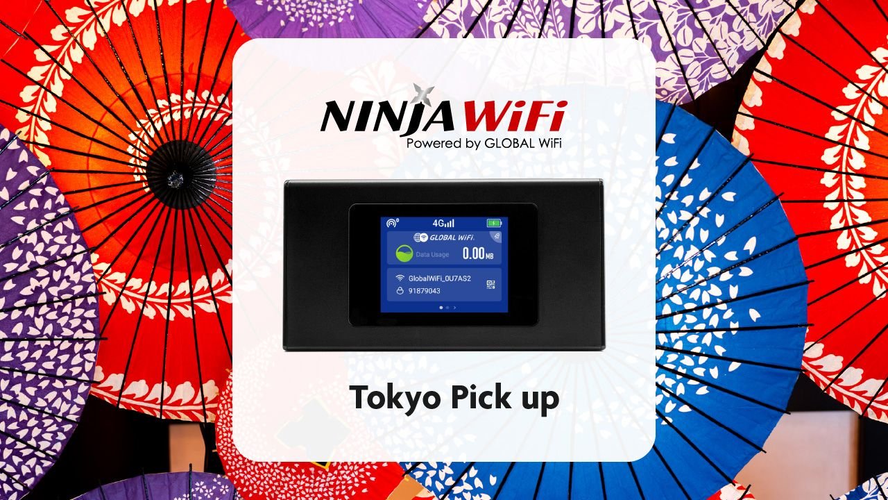 Tokyo 4G LTE pocket WiFi router with charger and pouch