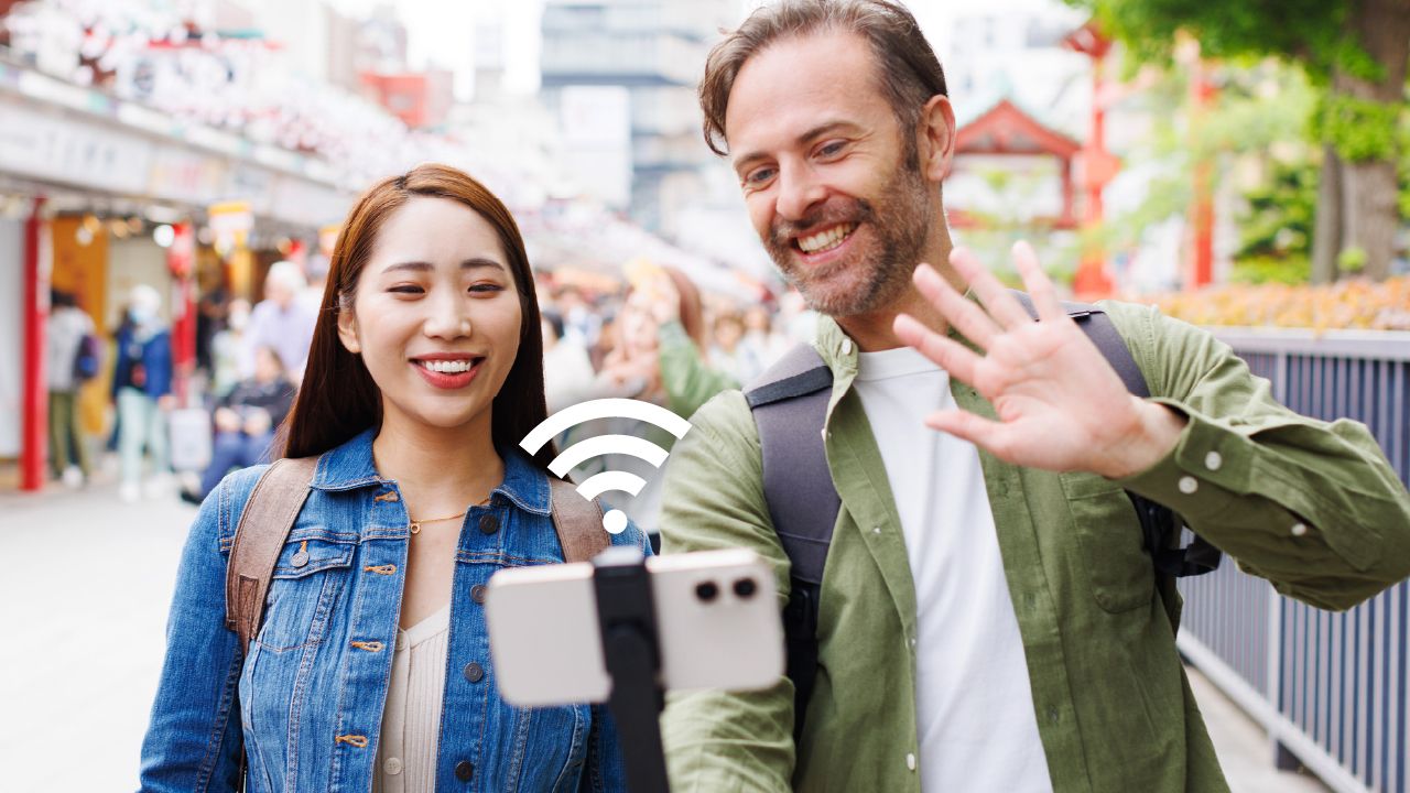 Smartphone connecting to pocket WiFi in Tokyo