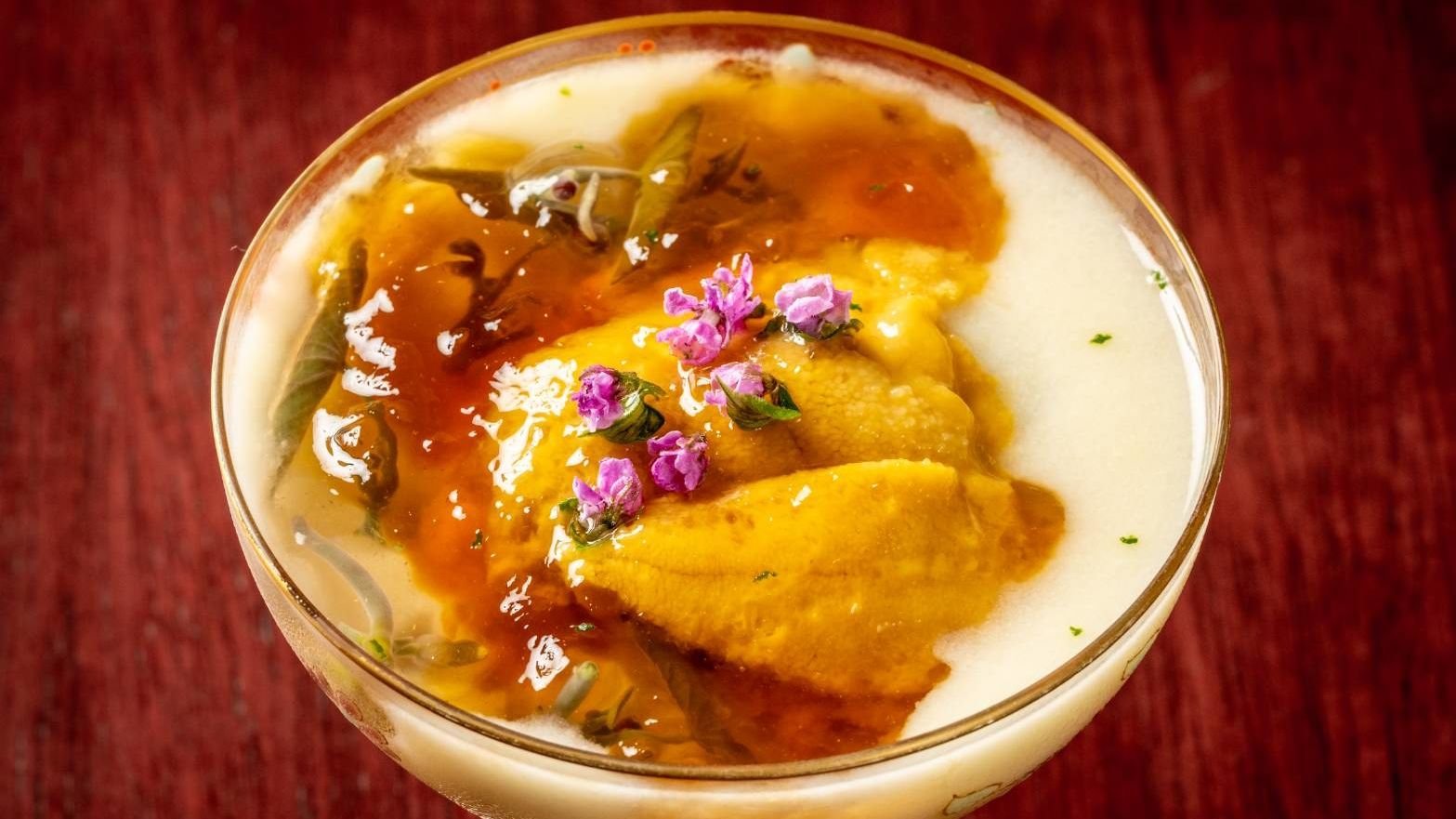 Traditional Japanese soup course served at Jushu
