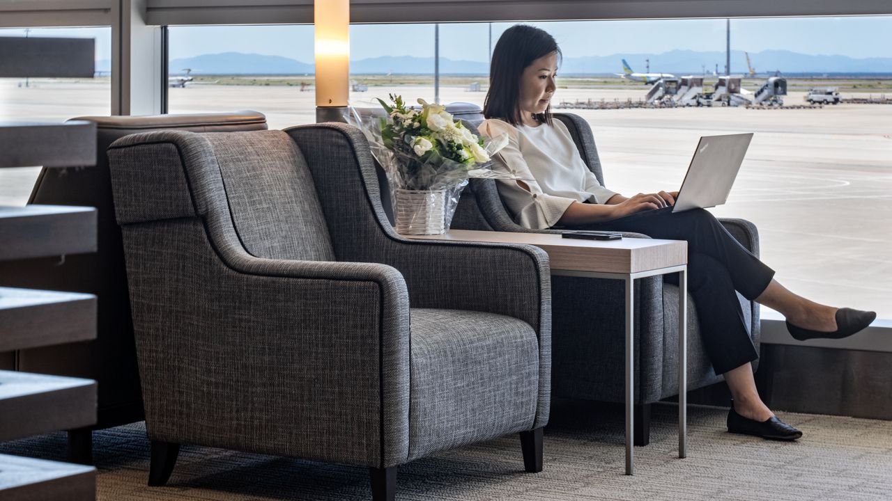 Plaza Premium Lounge seating area with comfortable sofas in Terminal 1