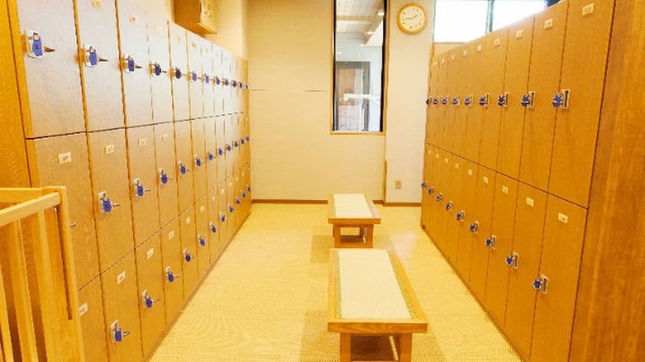 Shower and changing facilities at Kyoto Arashiyama Onsen
